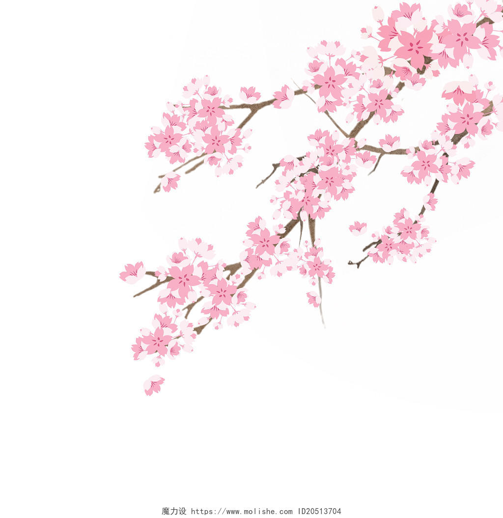 春天清新浪漫的樱花争相开放古风樱花树枝元素